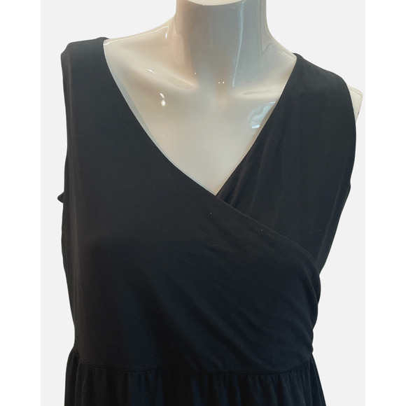 J Jill Wearever Sz XS Maxi Dress Havana Floral Black Surplice Top Stretch Knit - Picture 3 of 12